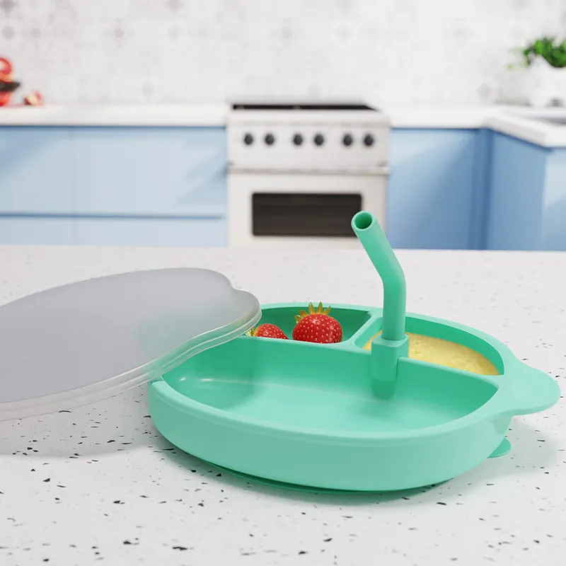 Baby suction plate with lid